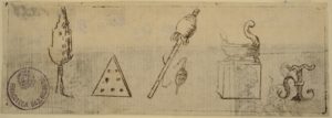 Rappresentazione emblematica con cedro, rocca e lampada  (da I funerali d'Agostino Carracci fatto in Bologna sua patria da gl'incamminati Accademici, Bologna, Benacci, 1603)